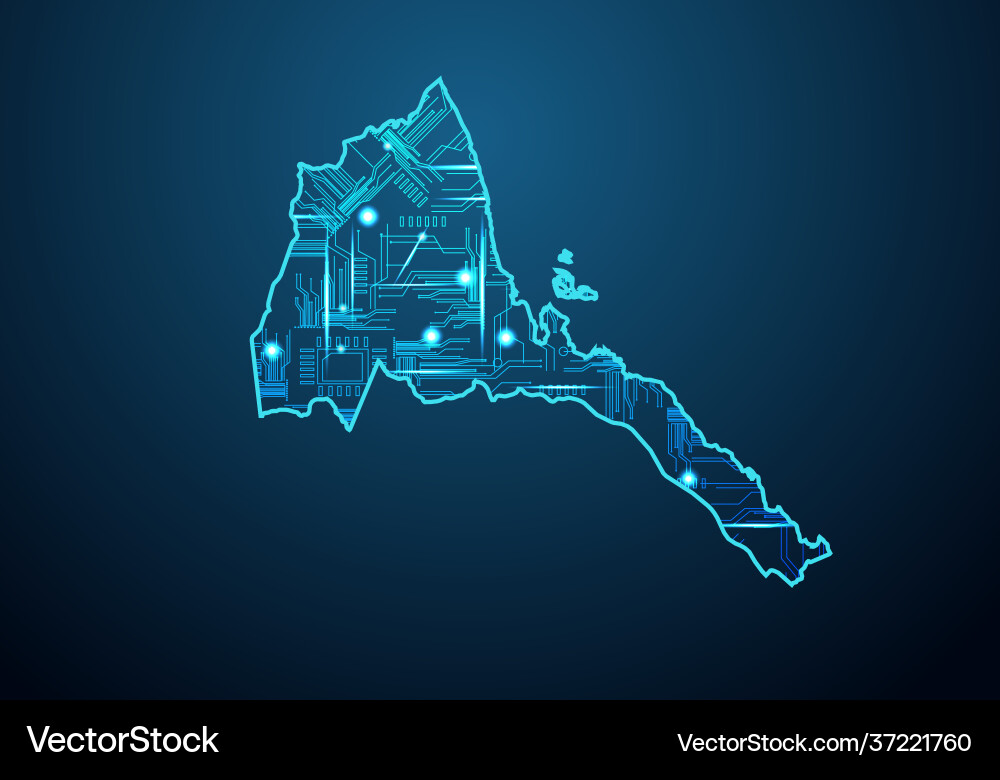 Abstract futuristic map eritreacircuit board Abstract futuristic map eritreacircuit board vector image