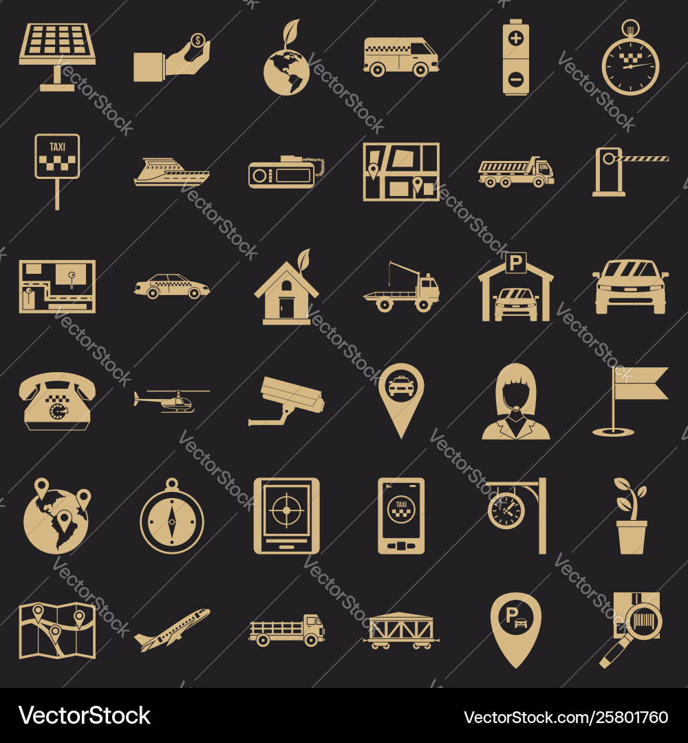 Aeronavigation icons set simple style Aeronavigation icons set simple style vector image