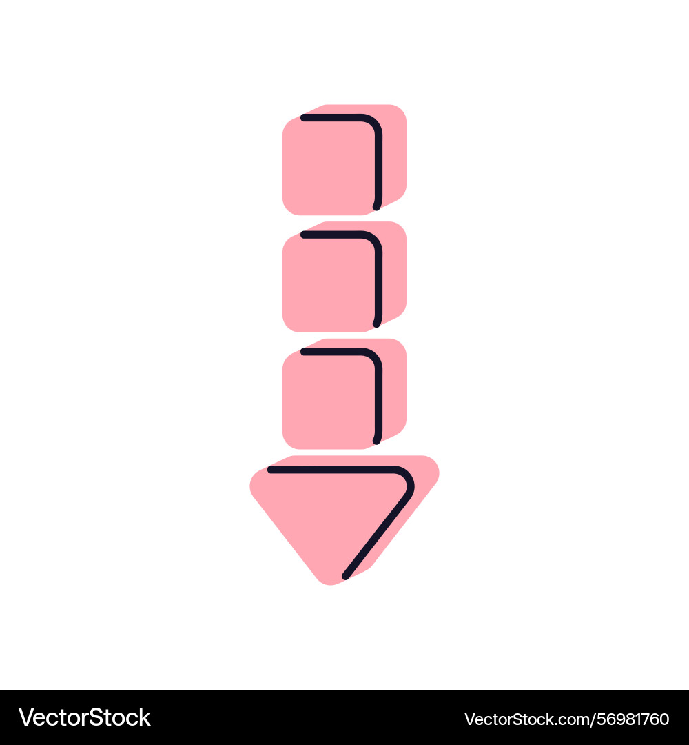 Arrow pointing down download action pointer vector image