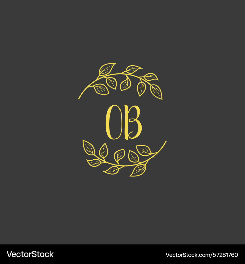 Botanical monogram logos with initial ob vector image