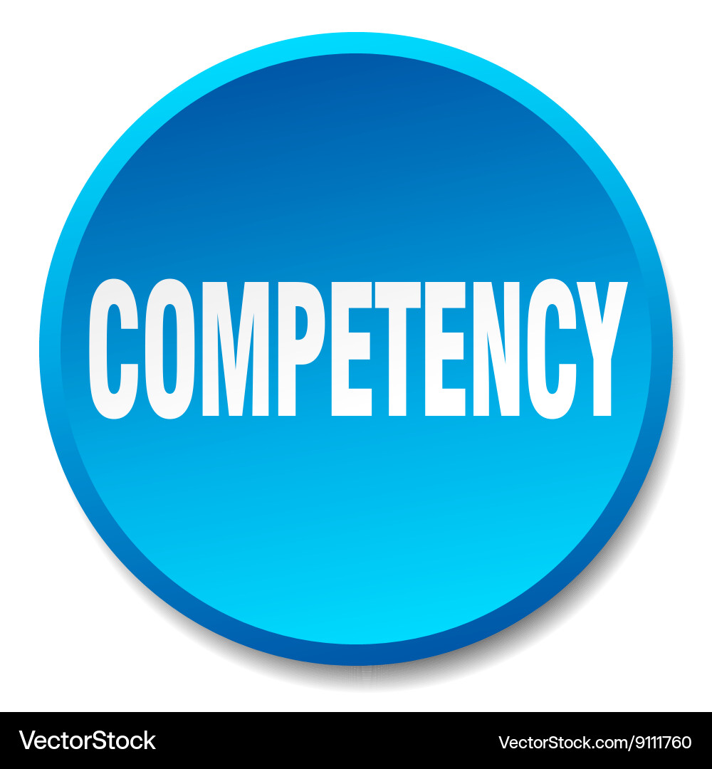 Competency blue round flat isolated push button Vector Image