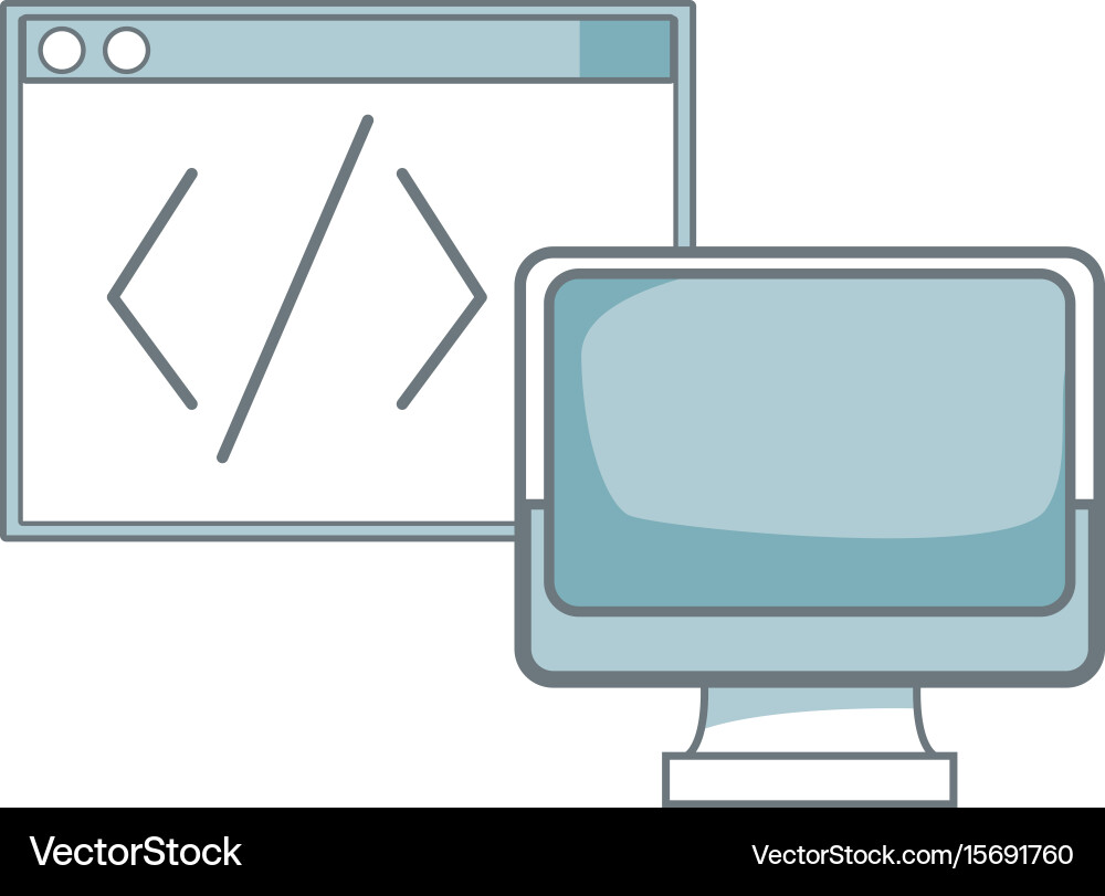 Computer monitor programming design graphic vector image