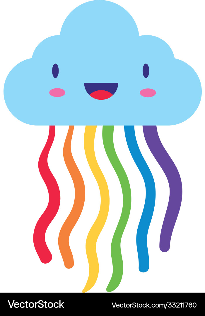 Cute rainbow weather with cloud kawaii flat style Cute rainbow weather with cloud kawaii flat style vector image
