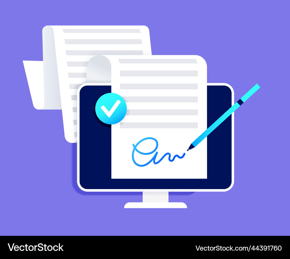 Digital signature signing Digital signature signing vector image