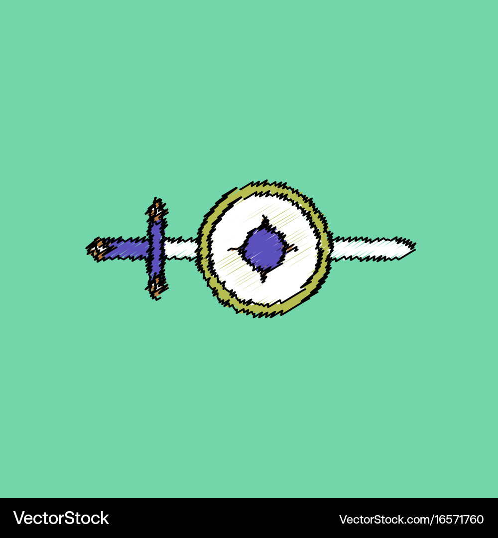 Flat shading style icon sword and shield vector image