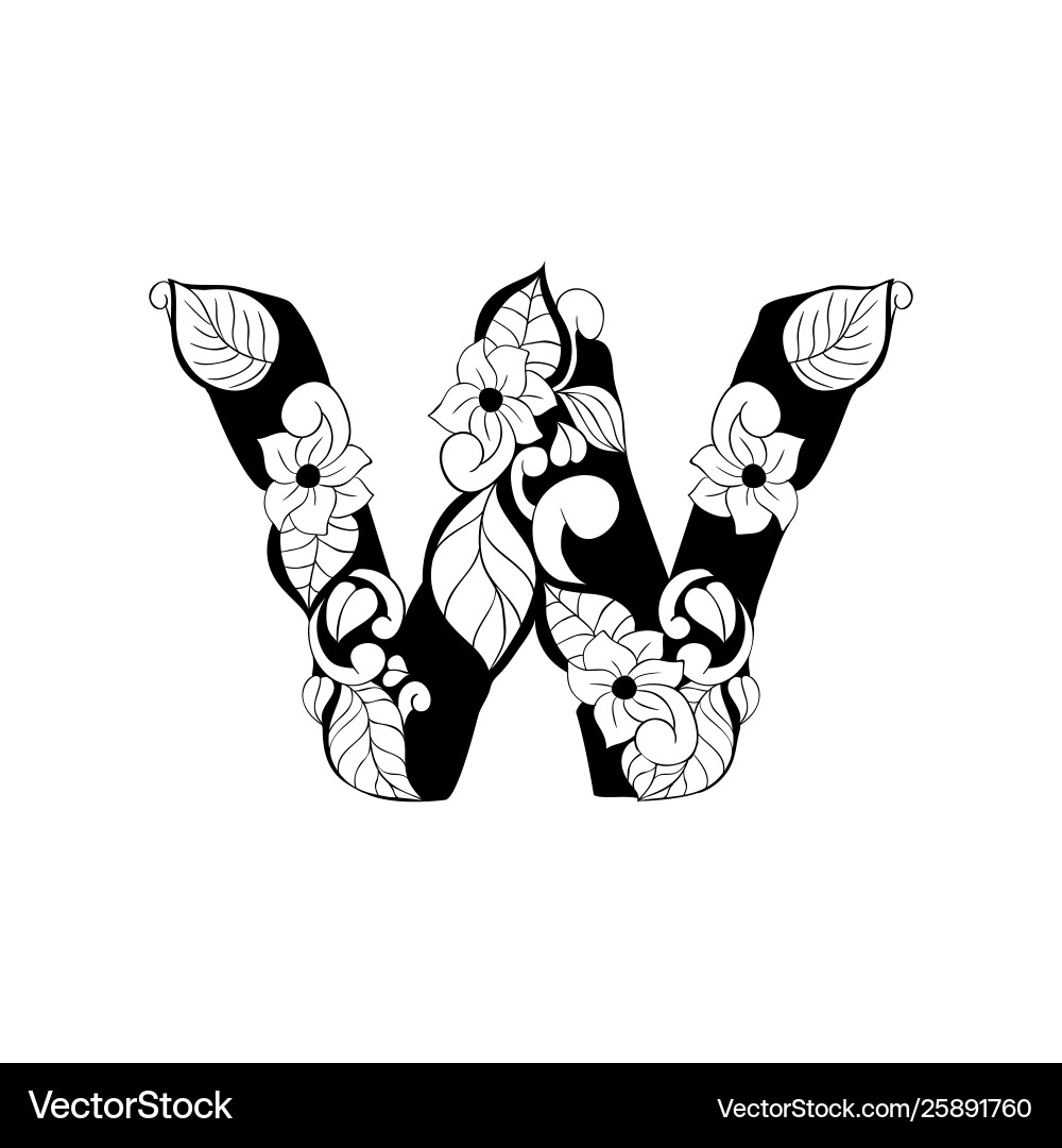Floral letter for laser cutting or coloring book Floral letter for laser cutting or coloring book vector image