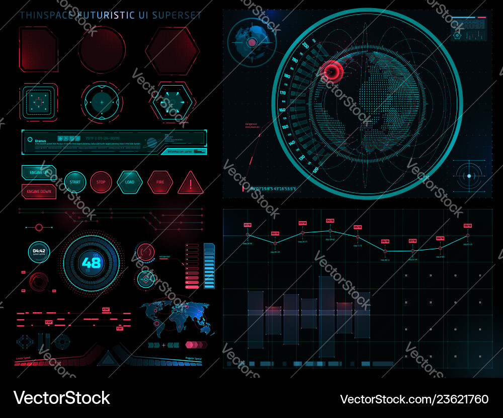 Futuristic User Interface & HUD Set vector image