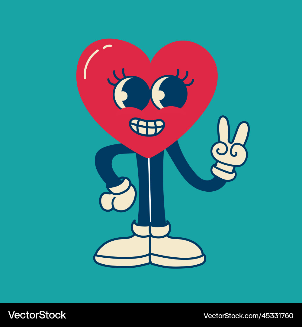Herz lustig Cartoon Charakter Valentinstag Herz lustig Cartoon Charakter Valentinstag vektorbild