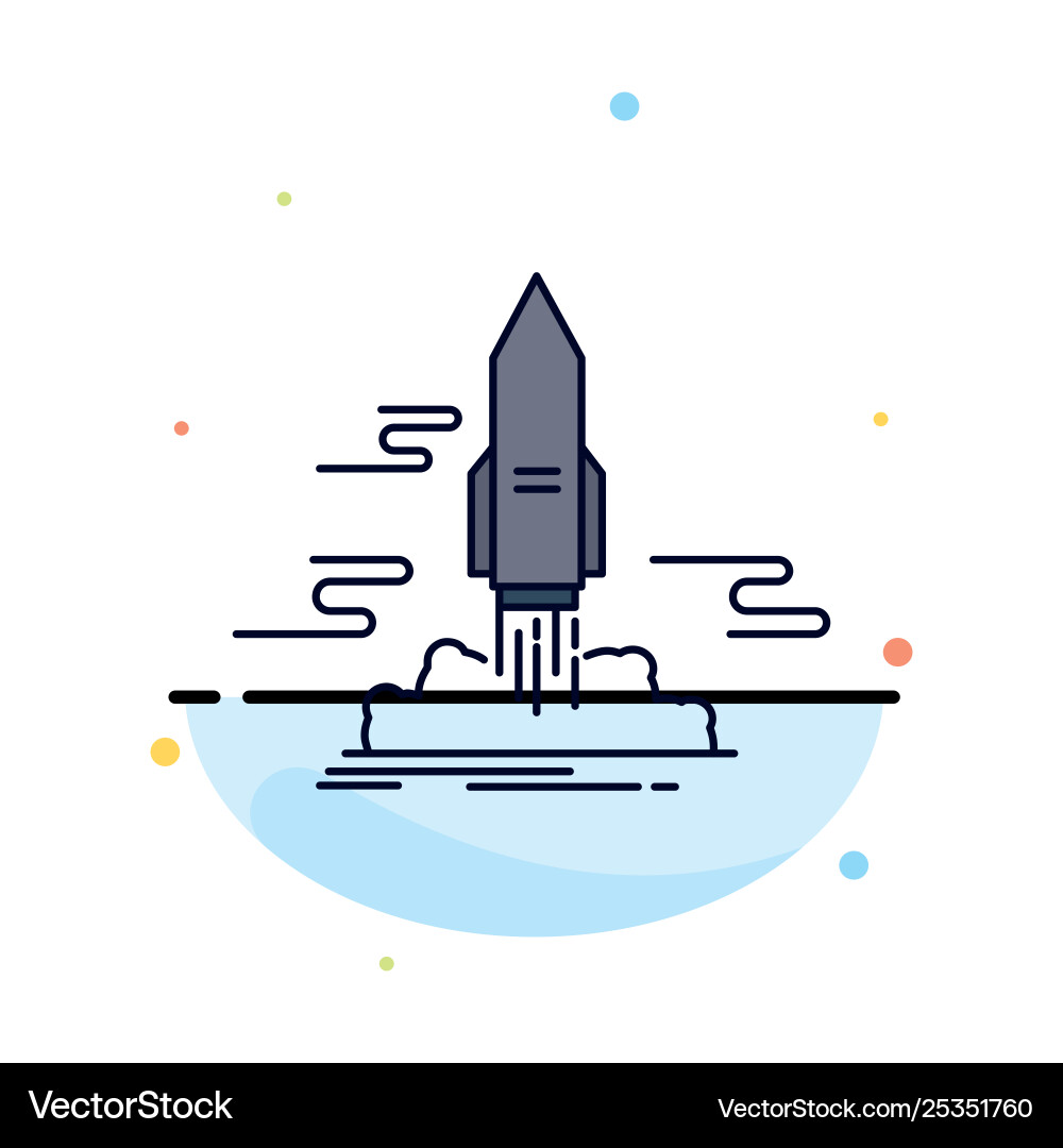 Launch publish app shuttle space flat color icon Launch publish app shuttle space flat color icon vector image