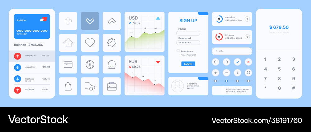 Modern web ui user interface items for websites Modern web ui user interface items for websites vector image