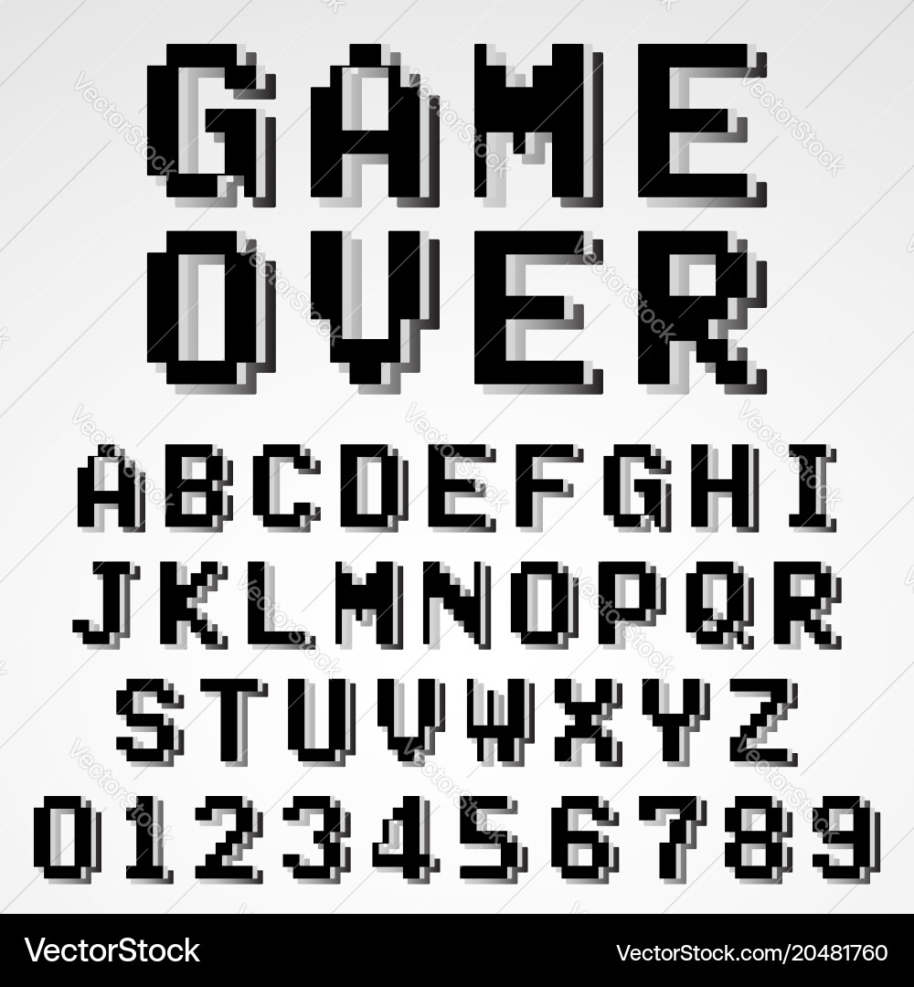 Retro Pixel Font - 8-bit Letters vector image