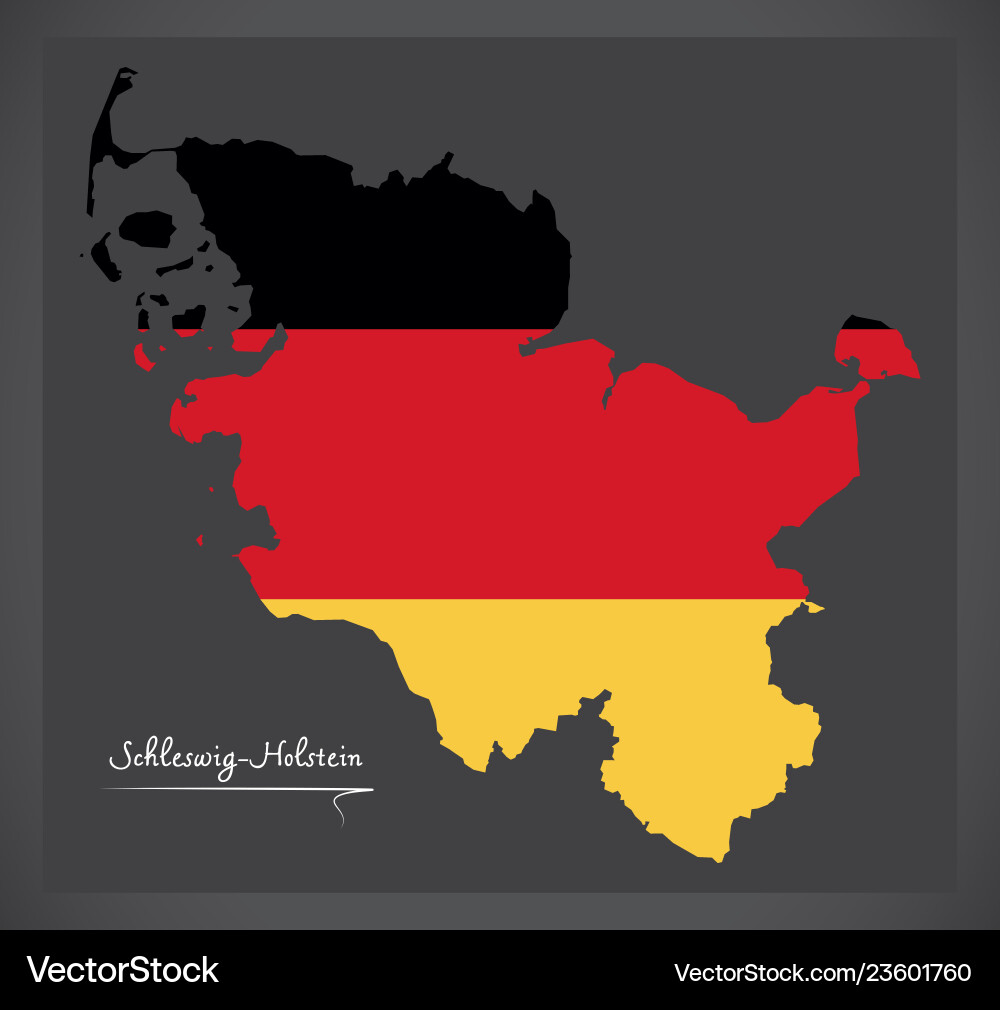 Schleswig-holstein map of germany with german Schleswig-holstein map of germany with german vector image