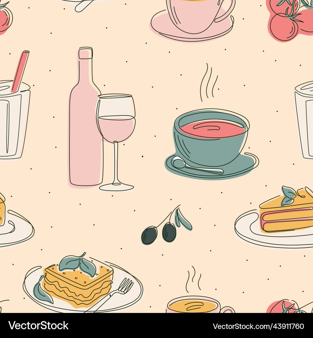 Seamless pattern with food in line Seamless pattern with food in line vector image