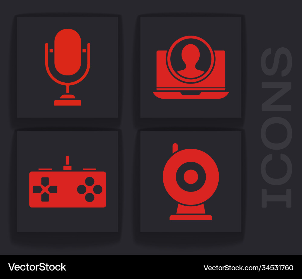 Set web camera microphone create account screen vector image