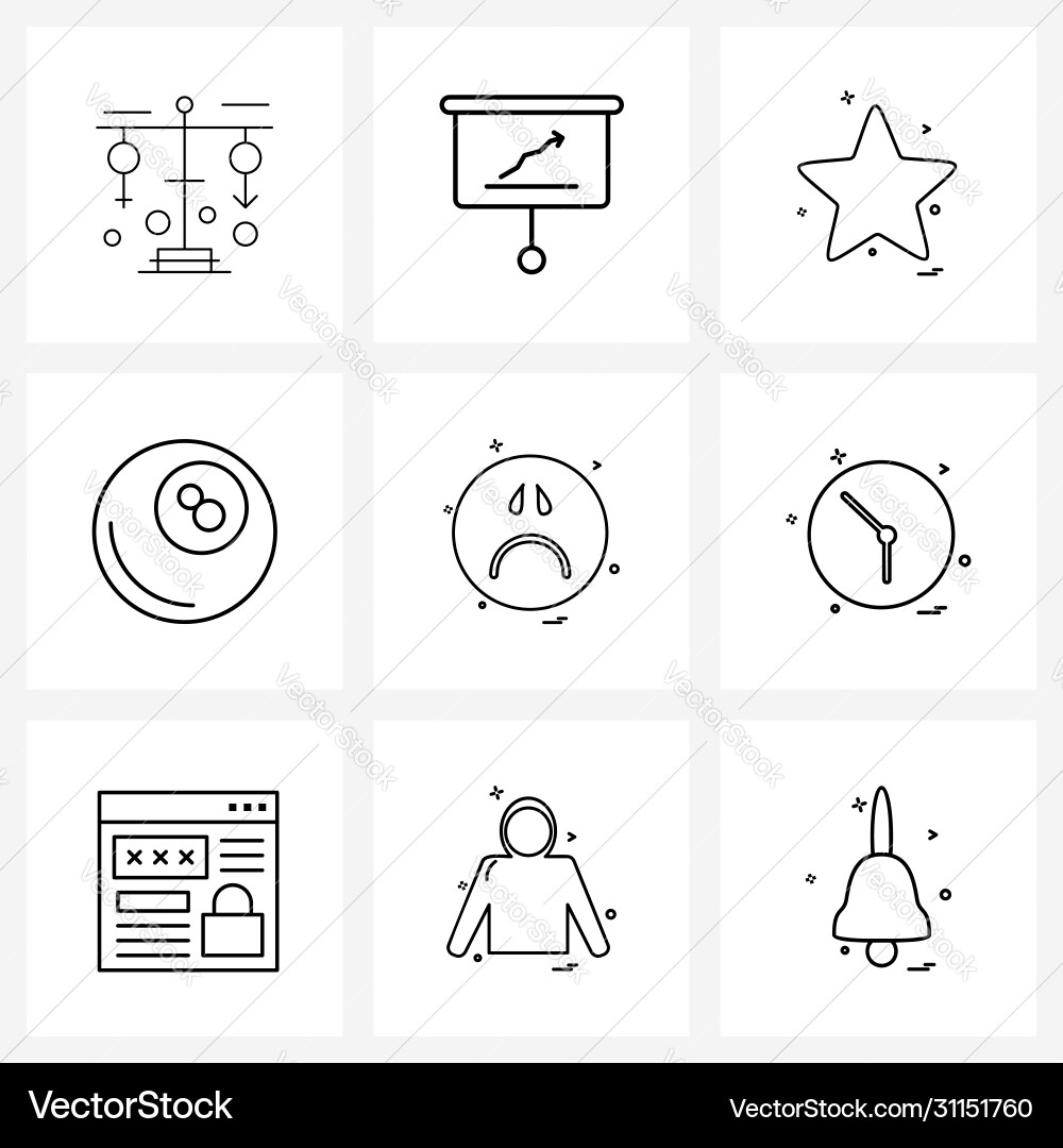 Simple set 9 line icons such as emotion emoji Vector Image