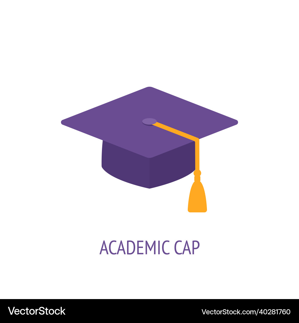 Square academic cap flat icon scientist hat Vector Image