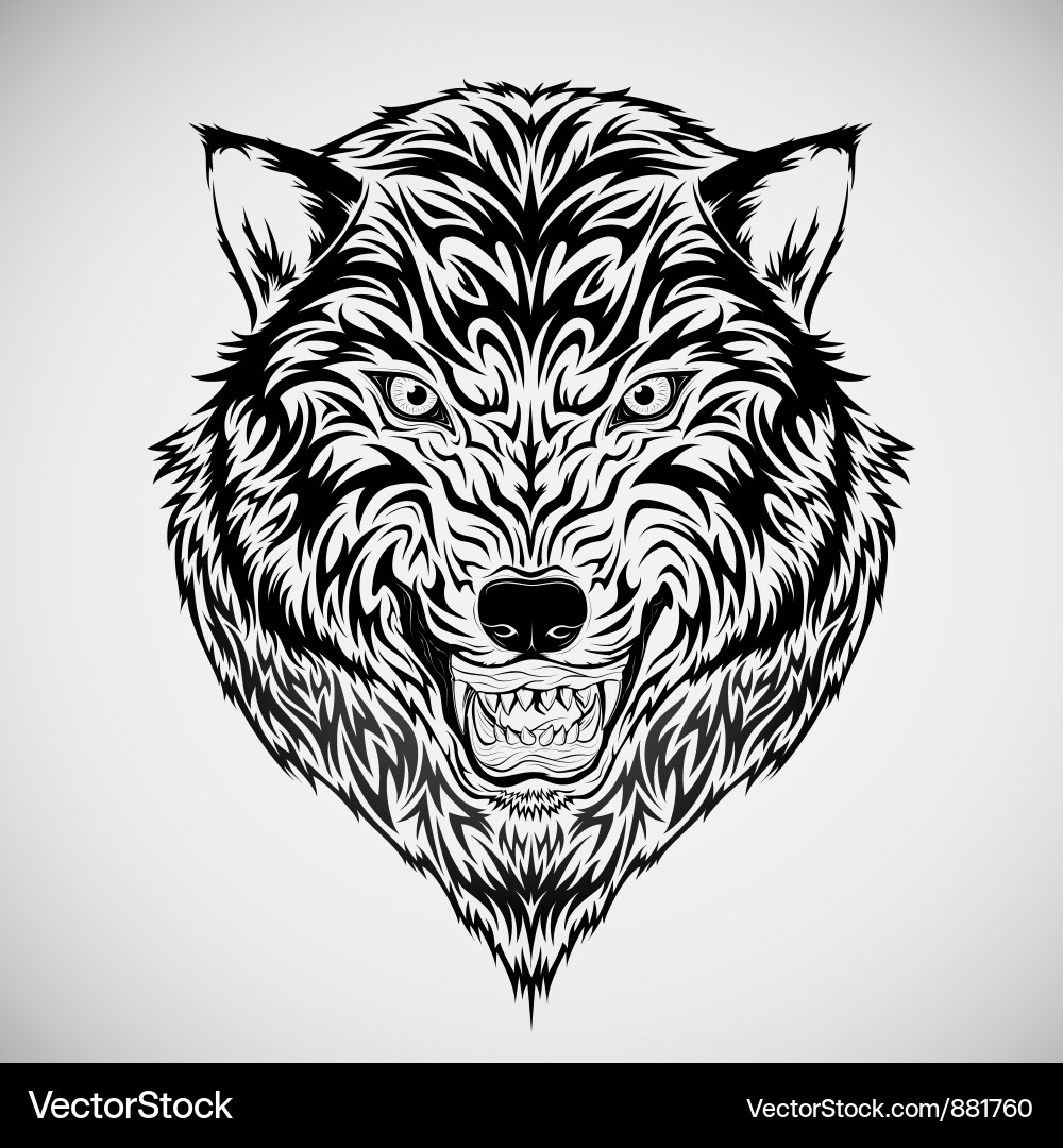 Tribal Wolf Head Artwork vector image