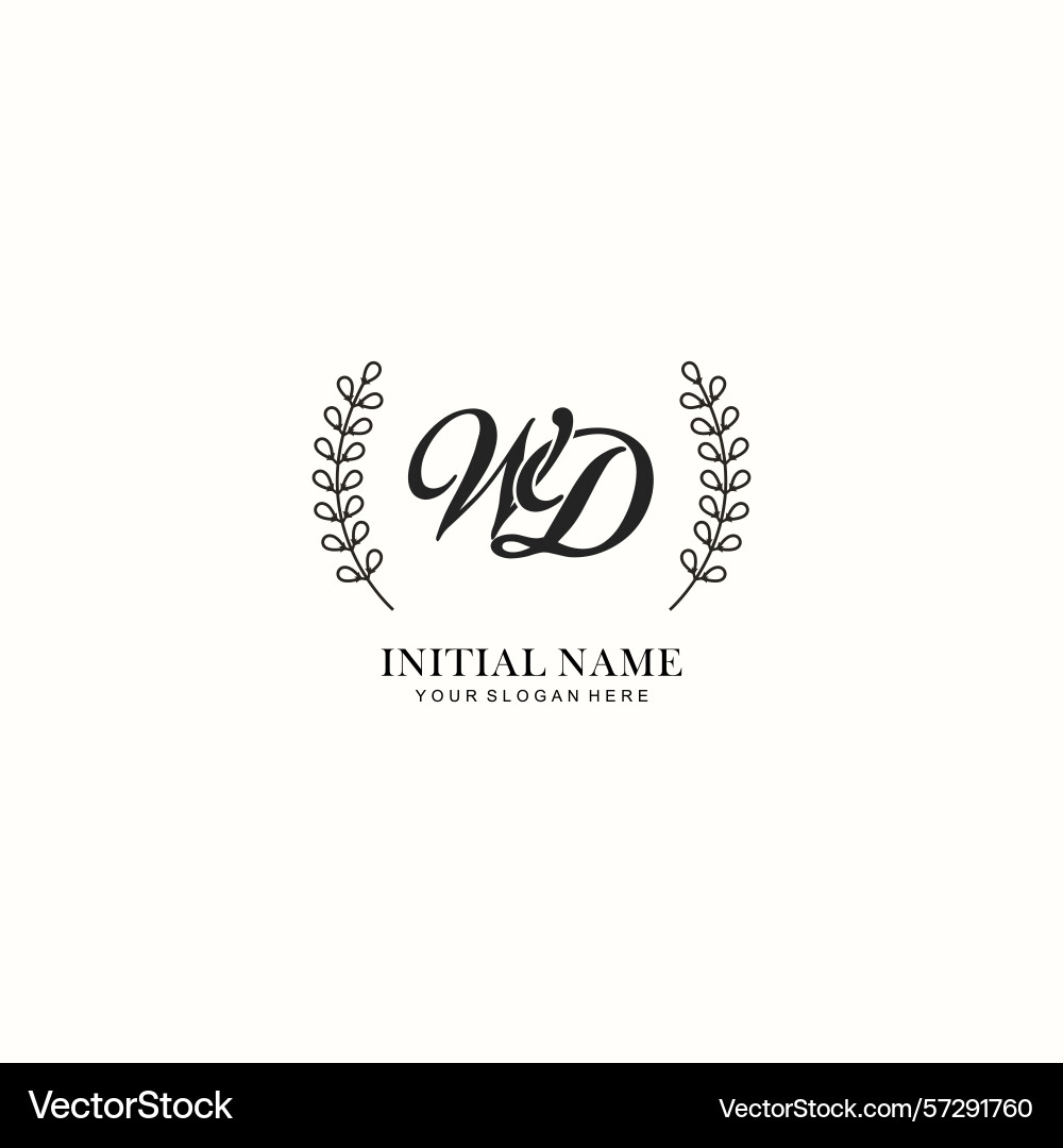 Wd initial logo templates with botanical elements Vector Image