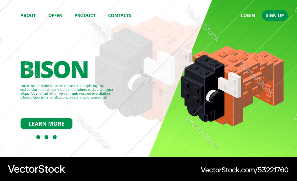 Web template with a bison Web template with a bison vector image