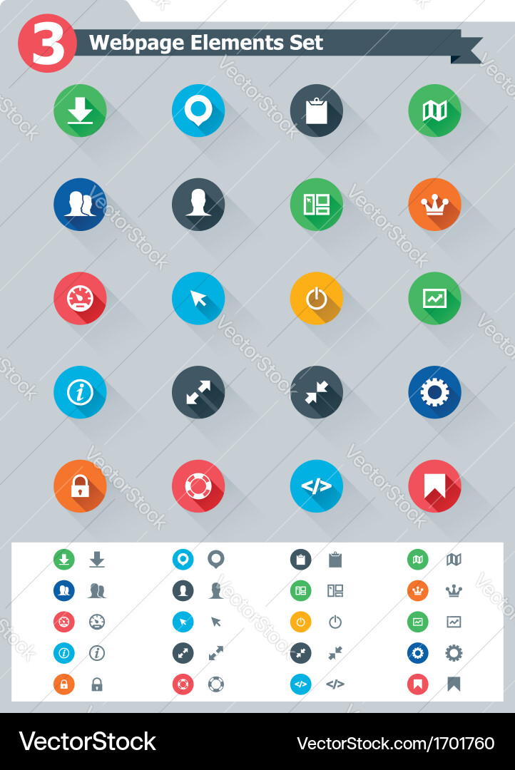 Webpage Element Icon Set vector image