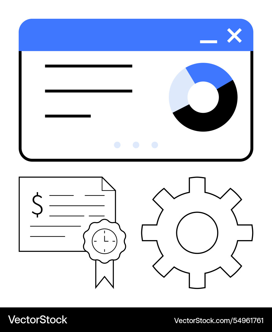 Data analytics dashboard with pie chart Data analytics dashboard with pie chart vector image
