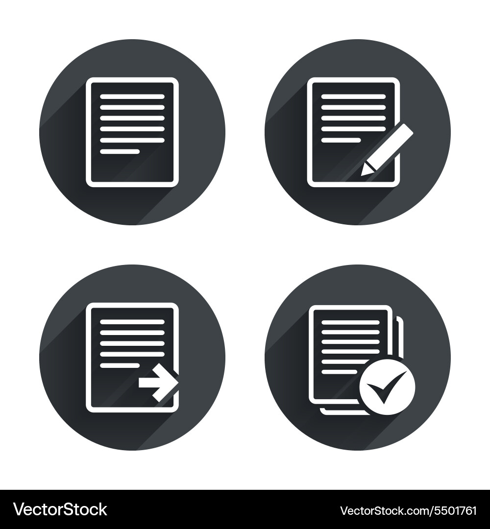 Document icons download file and checkbox Vector Image