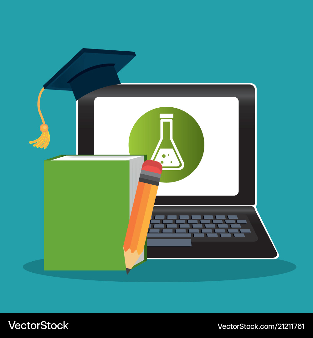 Electronic learning with laptop computer Vector Image