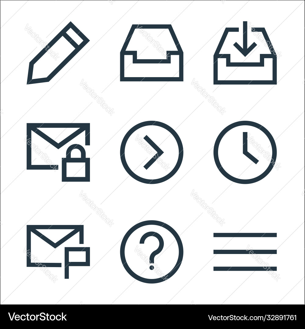 Email line icons linear set quality Email line icons linear set quality vector image