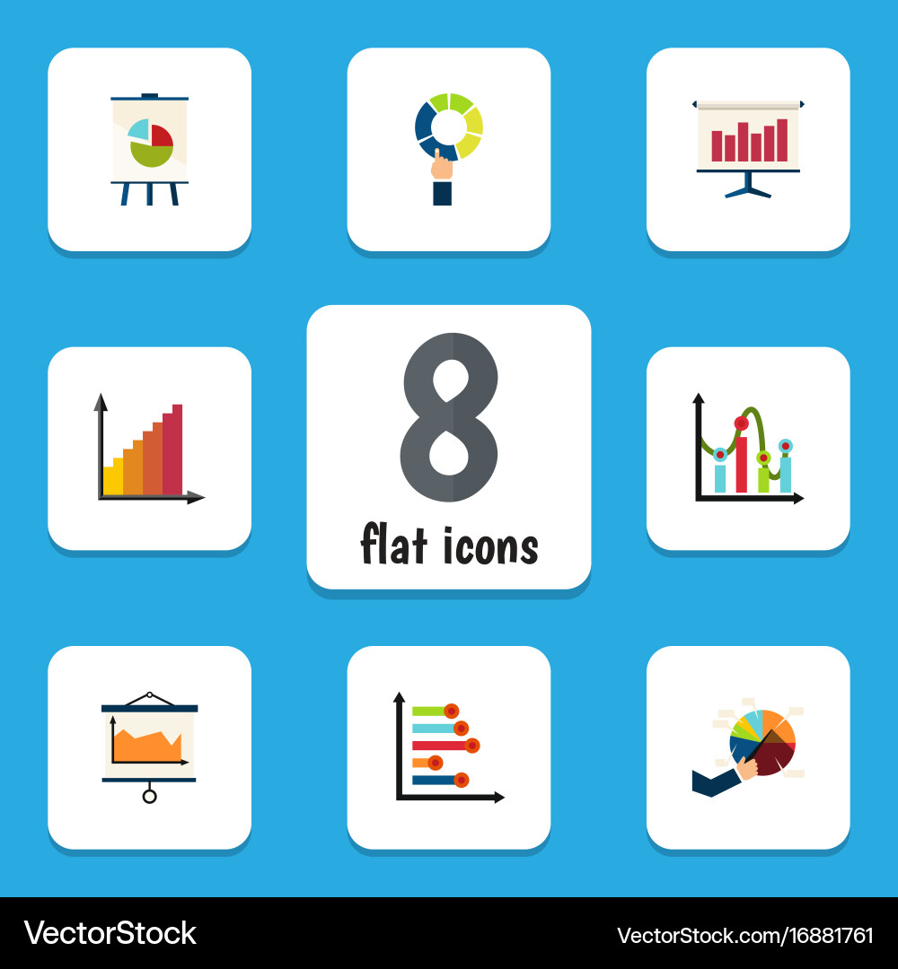 Flat icon chart set of segment infographic vector image