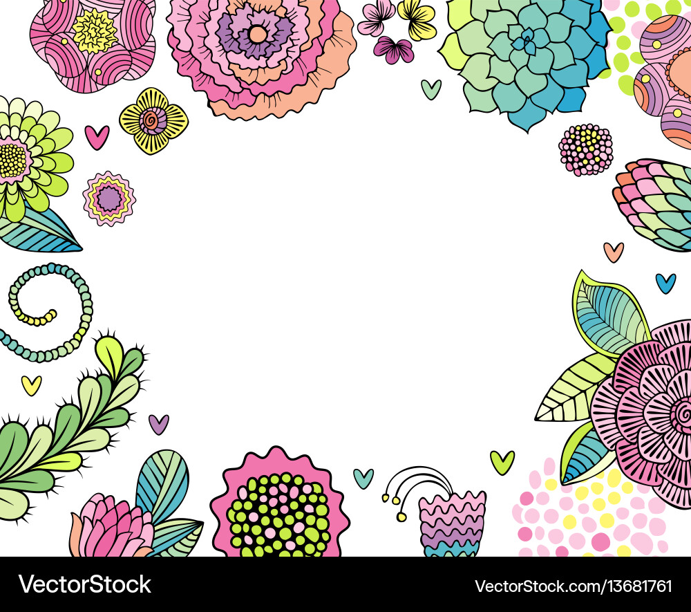 Floral Succulent Border Card – Royalty-Free Vector | VectorStock, image size:1000x885