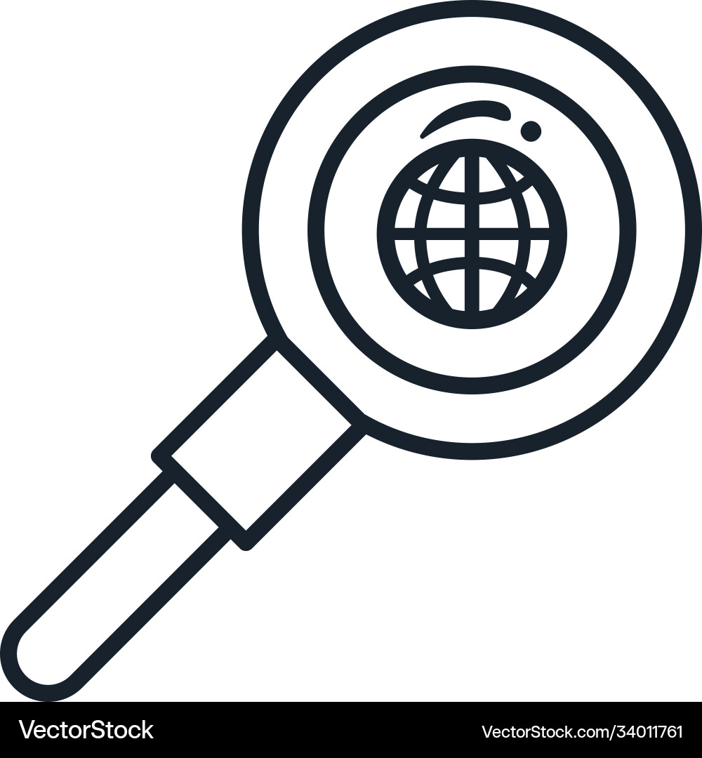 Global sphere in lupe line style icon Global sphere in lupe line style icon vector image