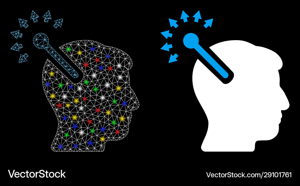 Glossy mesh 2d optical neural interface icon Glossy mesh 2d optical neural interface icon vector image