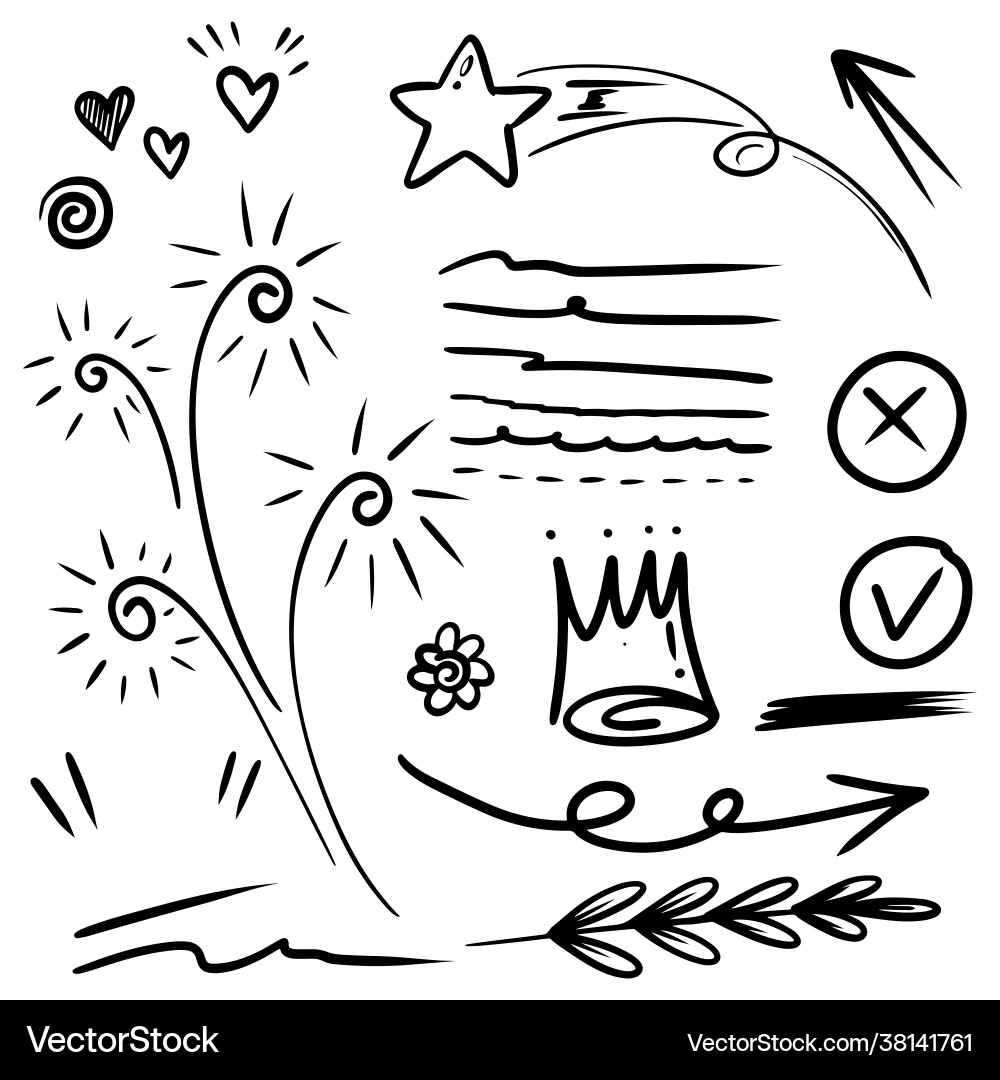 Hand drawn set curly swishes swashes swoops Vector Image