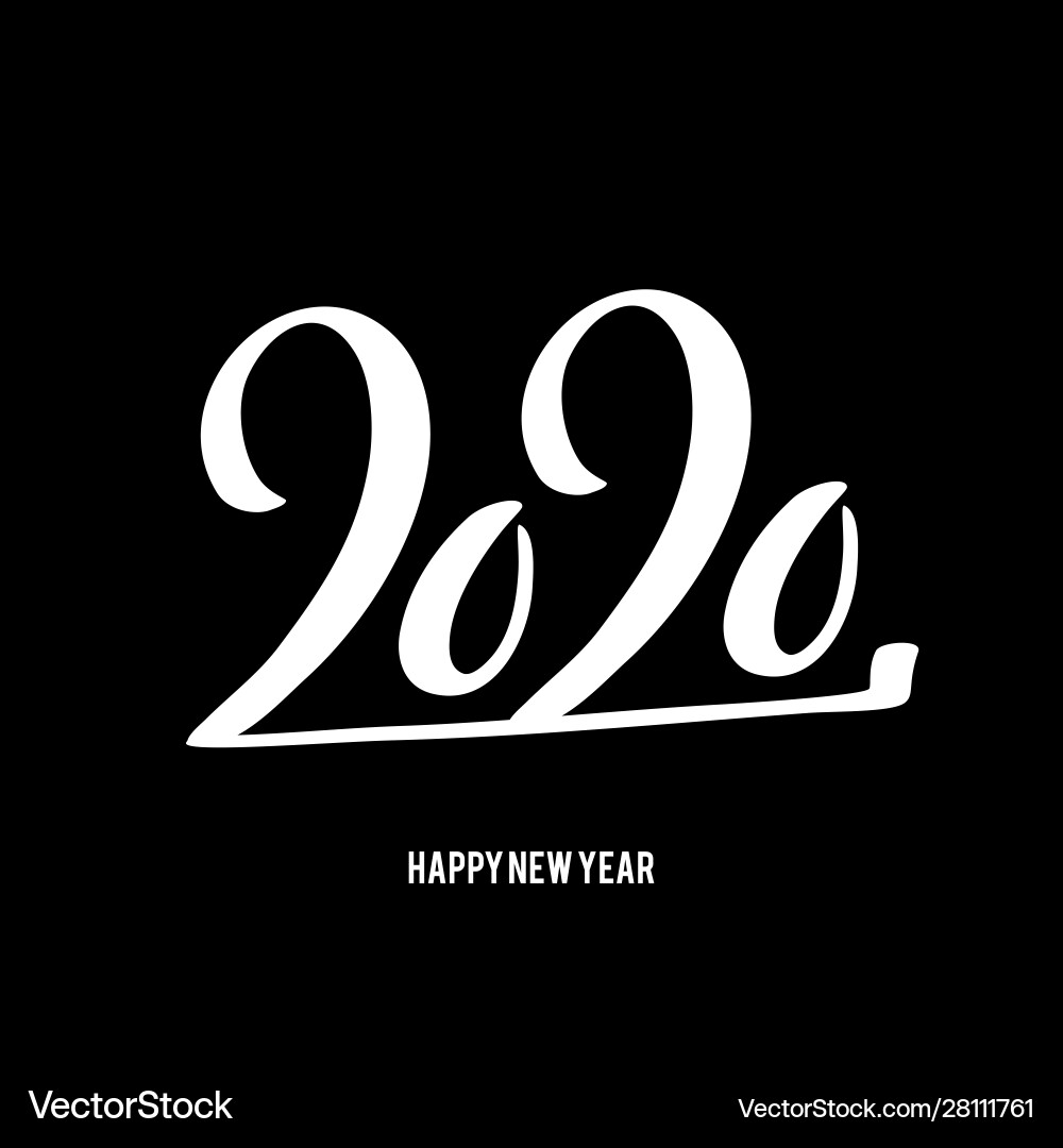 Happy new year 2020 poster with hand drawn Happy new year 2020 poster with hand drawn vector image