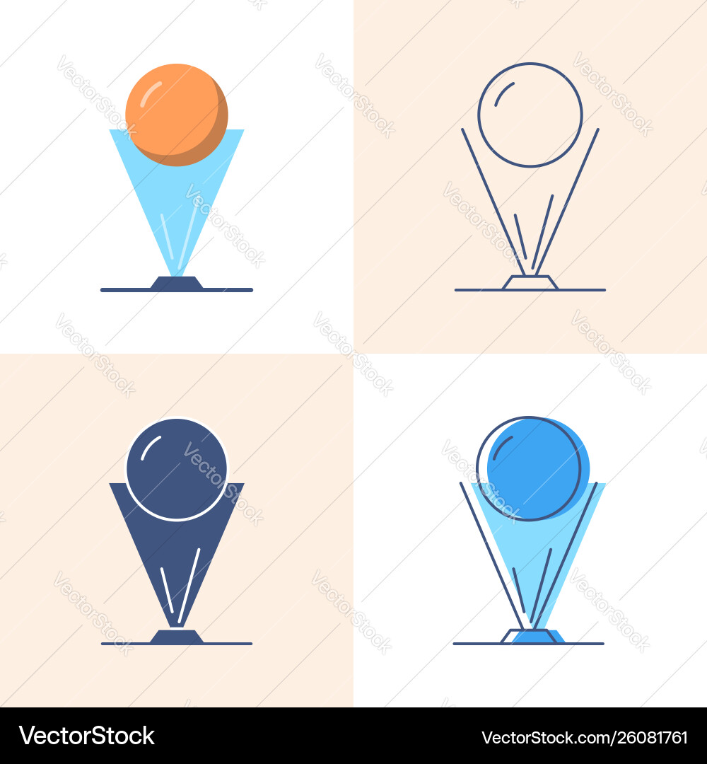 Hologram projection icon set in flat and line Hologram projection icon set in flat and line vector image