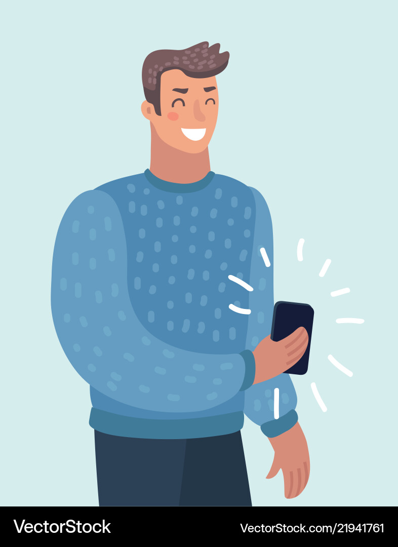 Man Using Smartphone Messaging App vector image