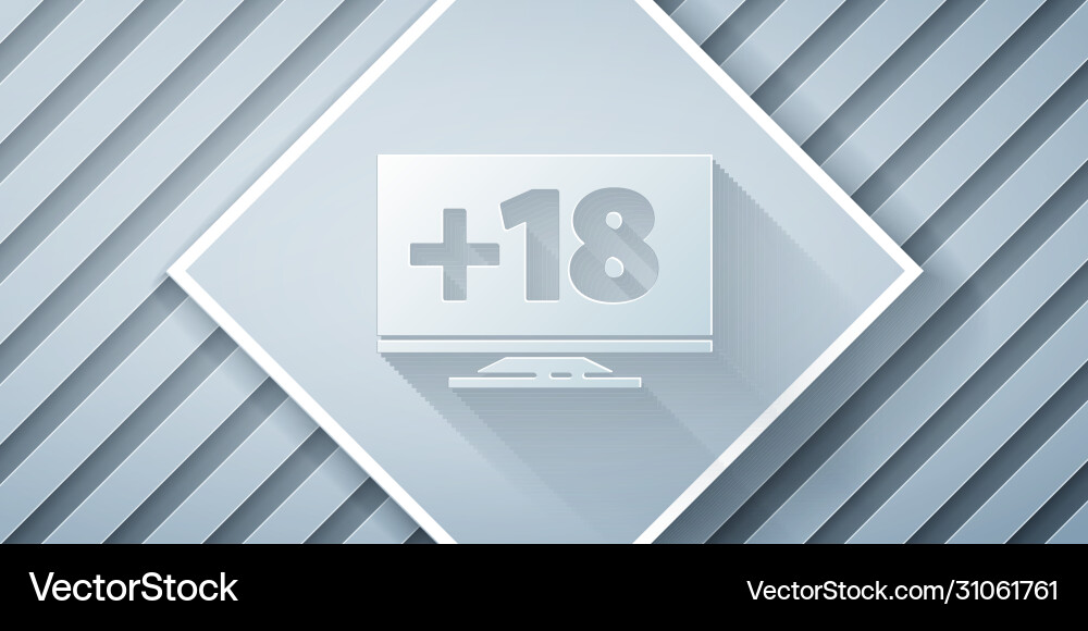 Paper cut computer monitor with 18 plus content Paper cut computer monitor with 18 plus content vector image