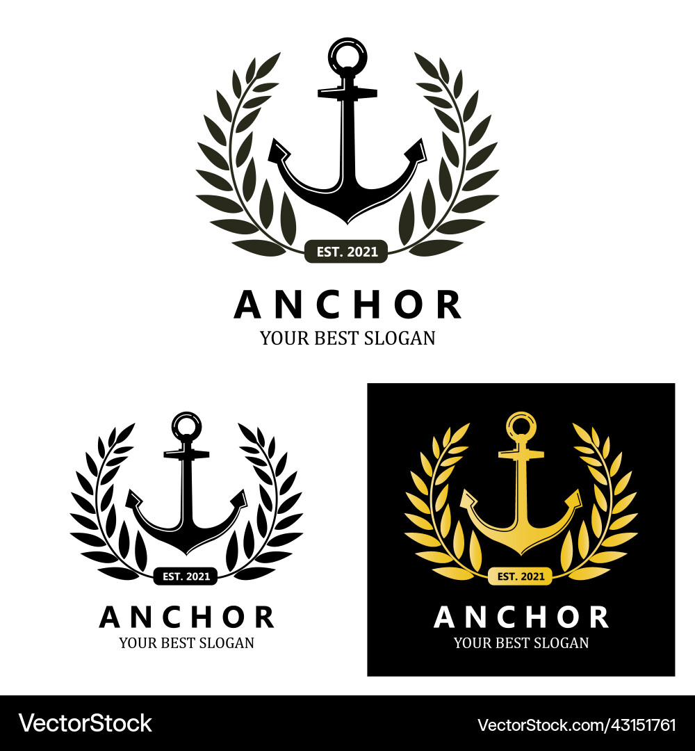 Schiffsanker Logo Ikone Port Retro Design Schiffsanker Logo Ikone Port Retro Design vektorbild