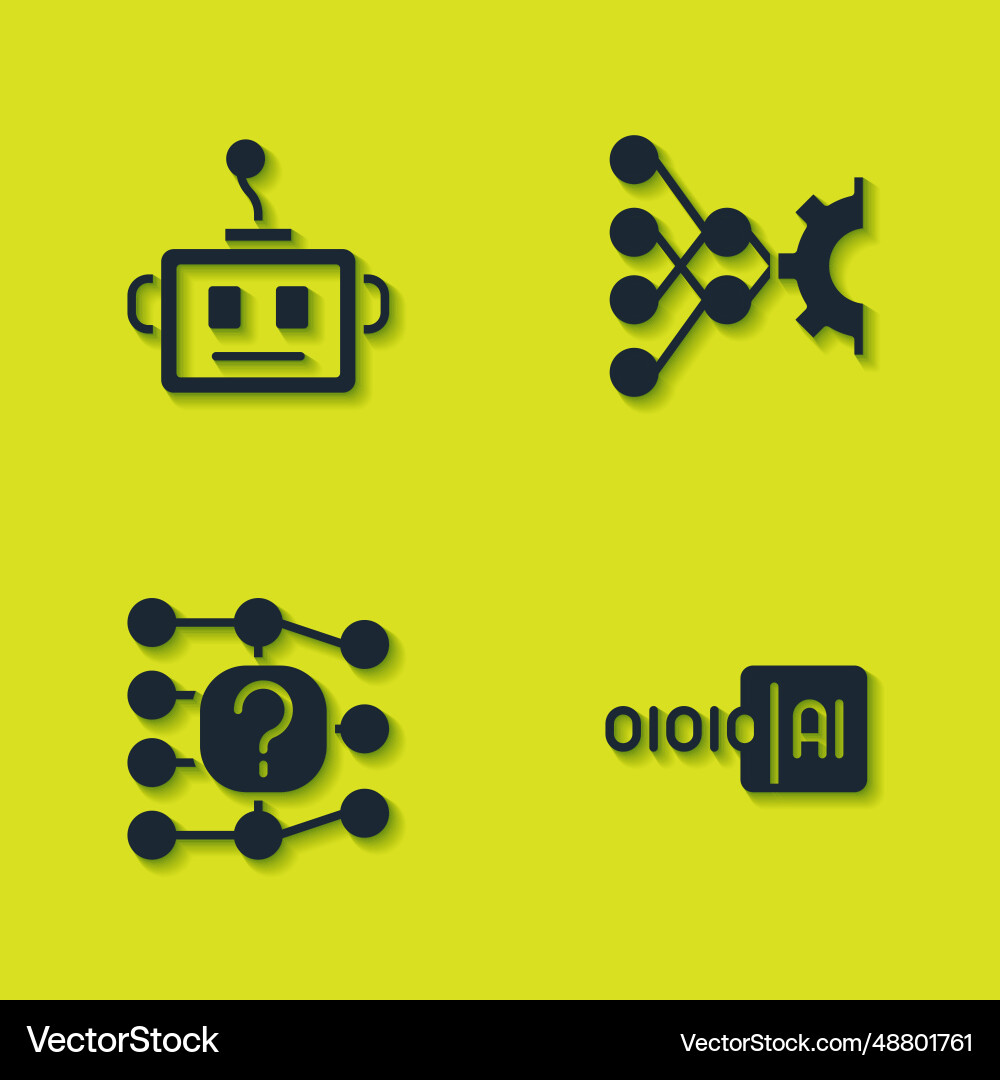 Set artificial intelligence robot binary code Set artificial intelligence robot binary code Vector Image