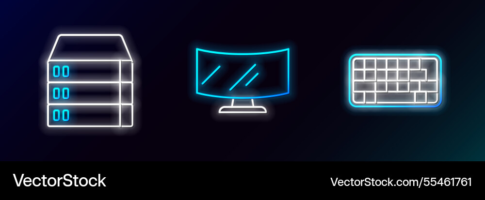 Set line keyboard server data web hosting Set line keyboard server data web hosting vector image