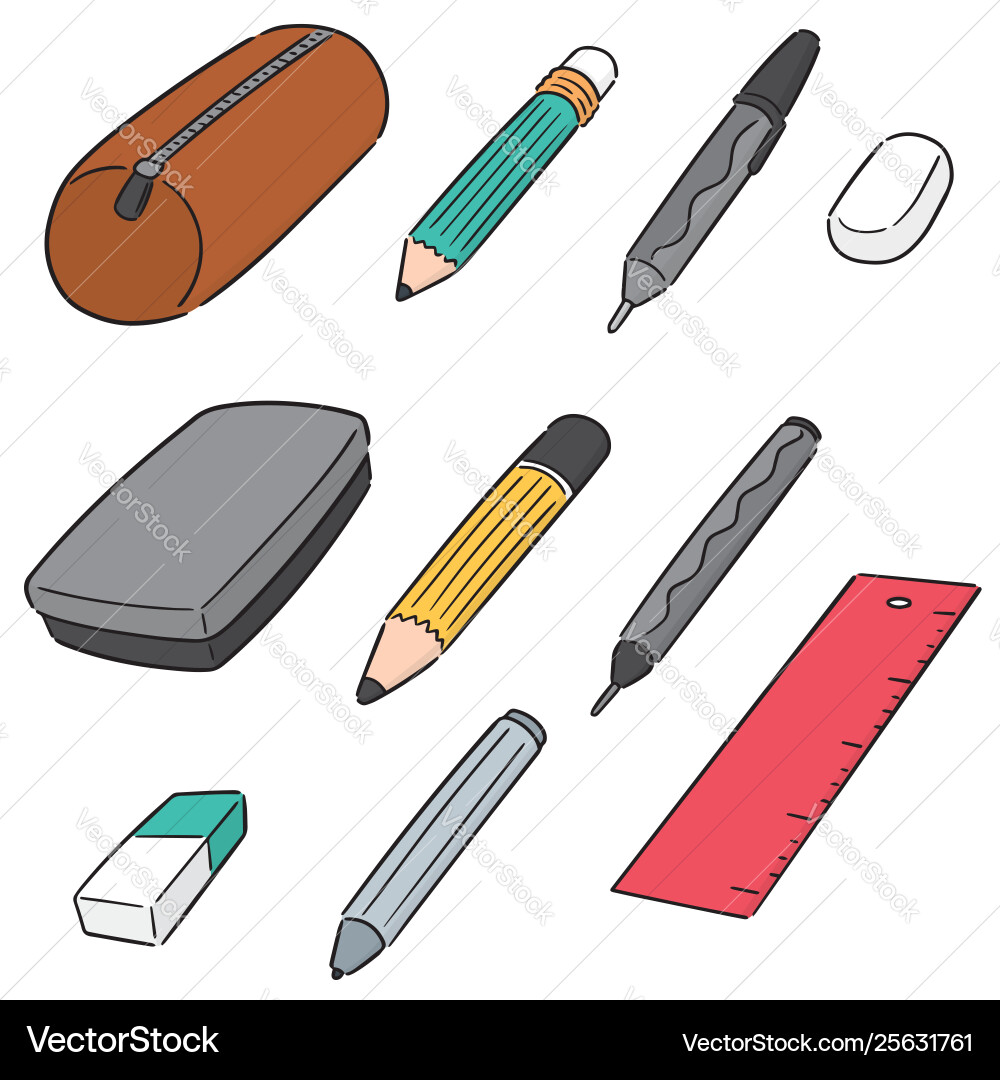 Set pencil case Set pencil case vector image