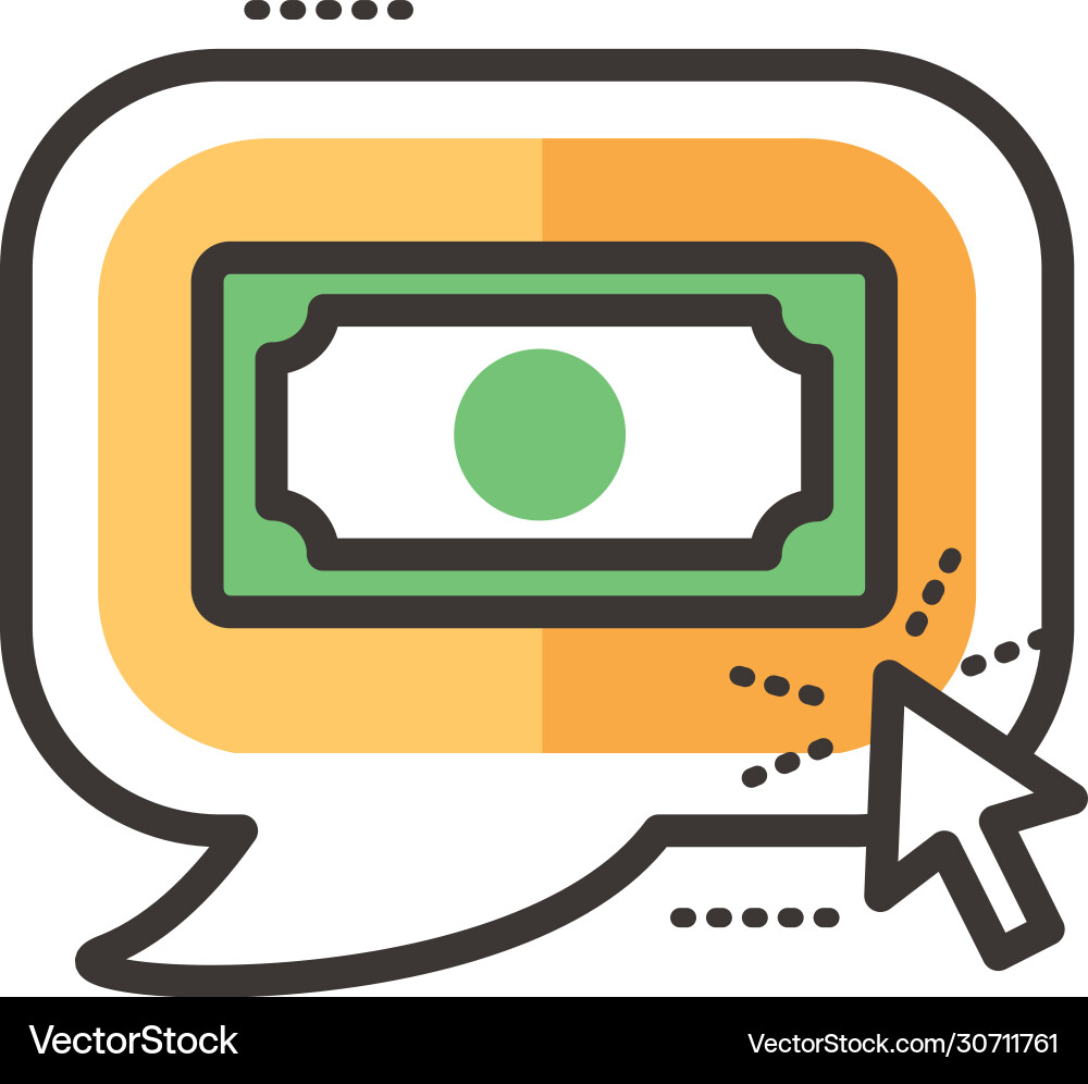 Speech bubble with bill dollar line and fill style vector image