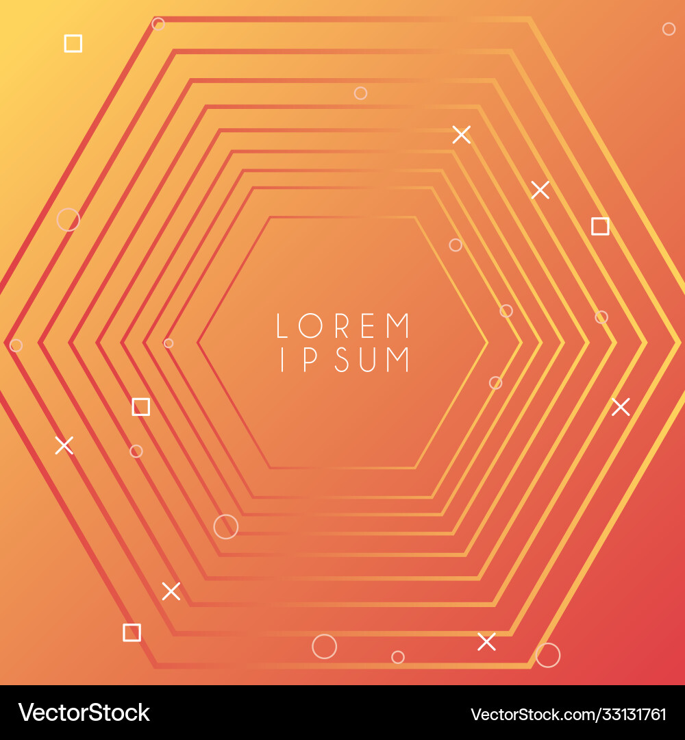 Vivid paint color with hexagon frame background Vector Image