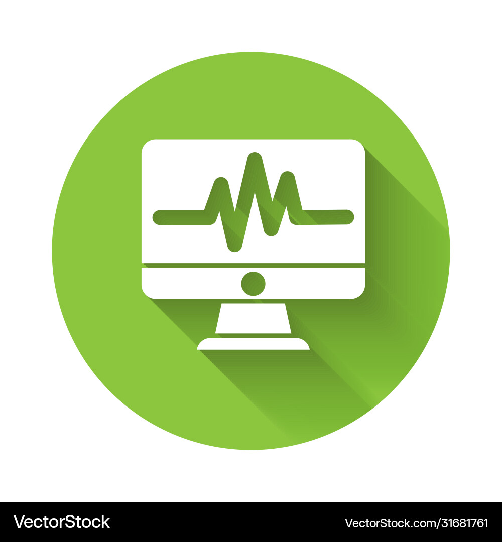 White computer monitor with cardiogram icon Vector Image