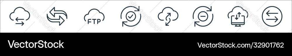 Data transfer line icons linear set quality Data transfer line icons linear set quality vector image