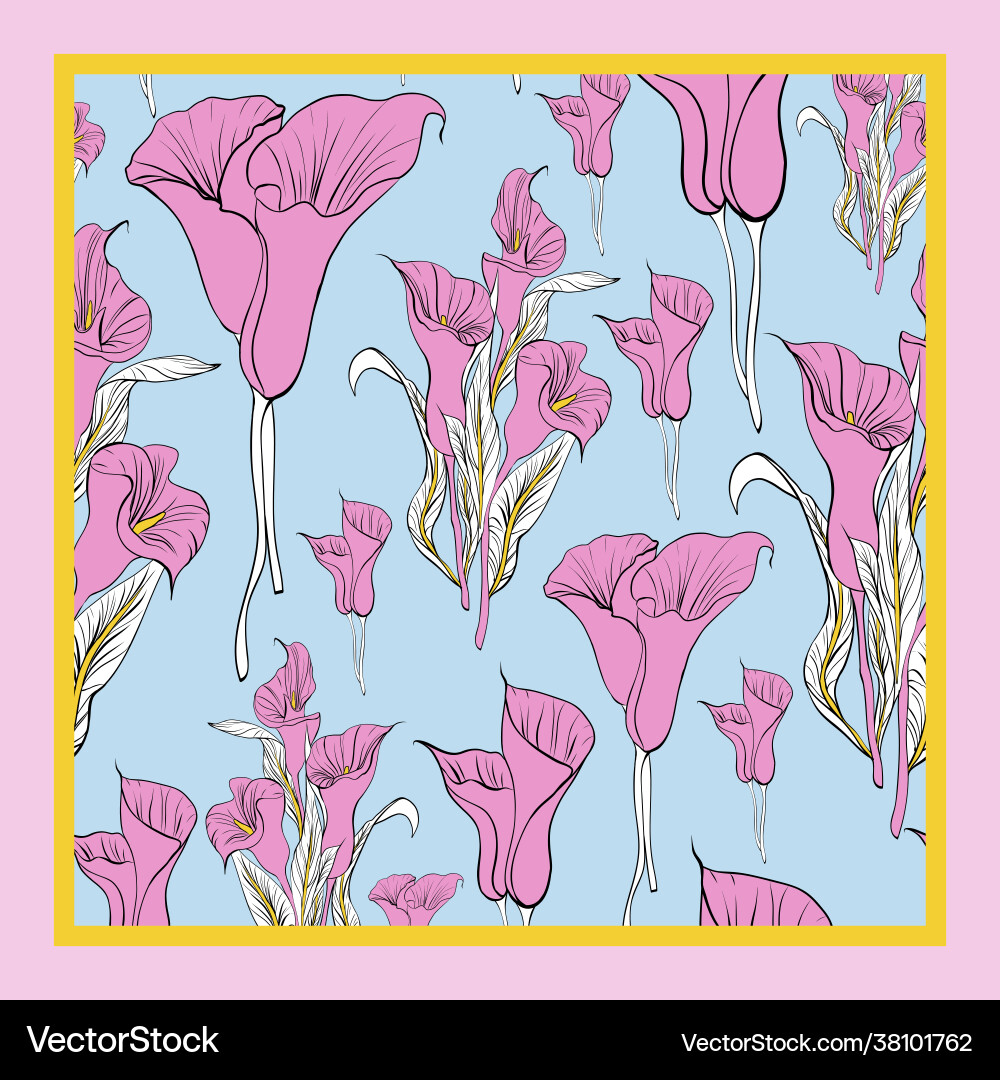 Delicate colors silk scarf with flowering Delicate colors silk scarf with flowering vector image