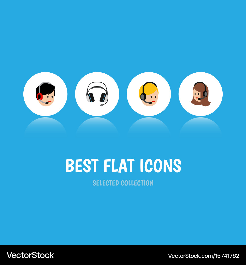 Flat icon call set of service center Vector Image