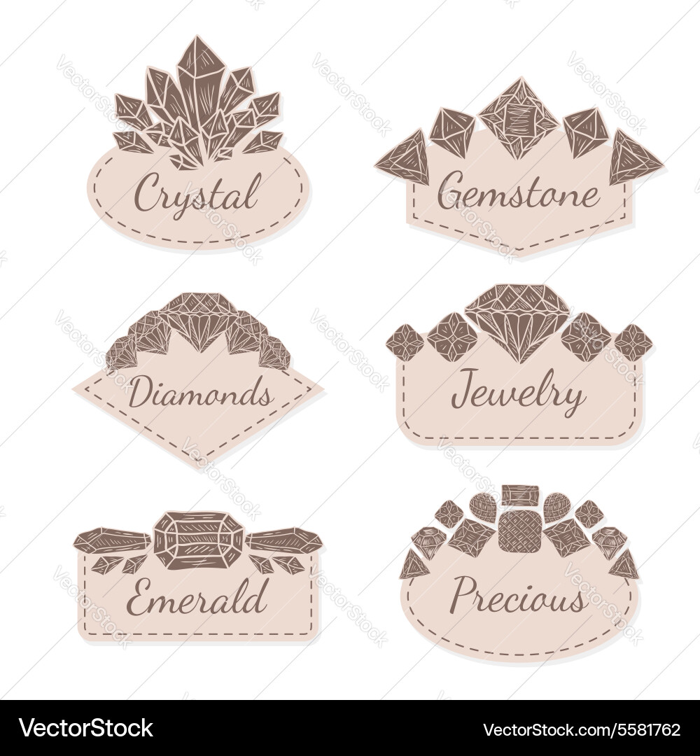 Frame collection with gems and crystals vector image