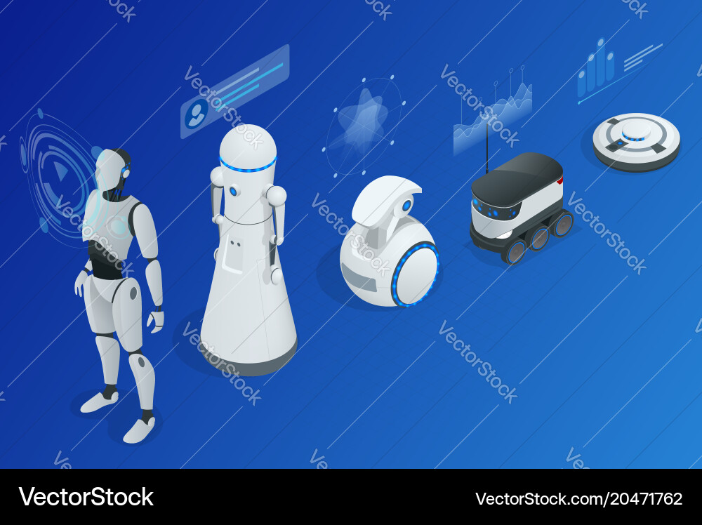 Isometric Robot Programming Concept vector image