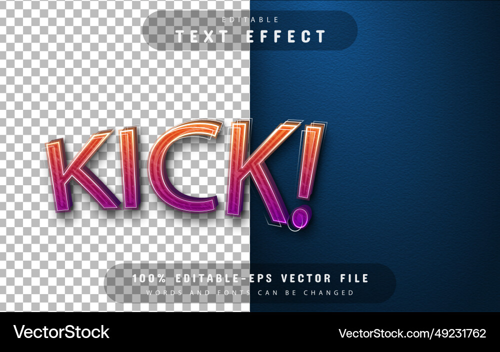 Kick text effect with gradient Kick text effect with gradient Vector Image